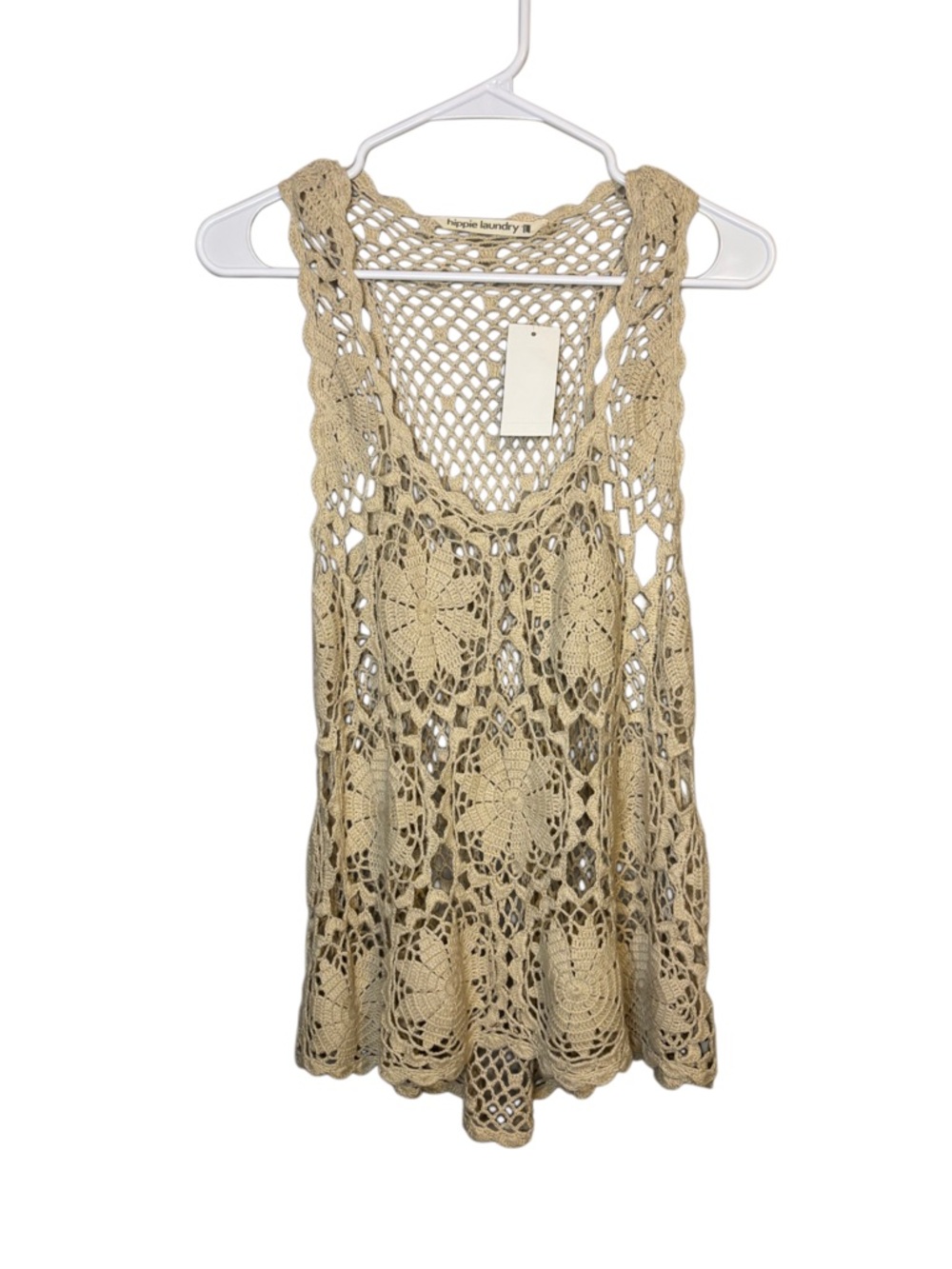NWT Hippie Laundry Tan Crochet Tank Top